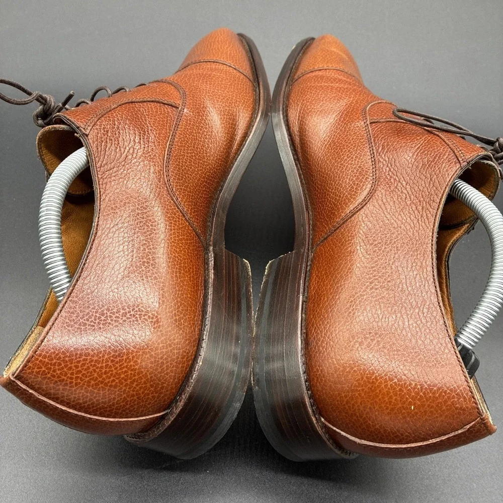 Moreschi Cap Toe Oxford Dress Shoes Men's 11.5 Brown Pebbled Leather Italy